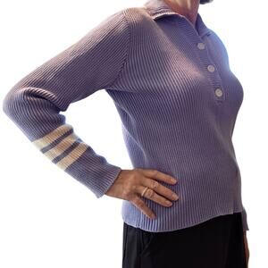 Lauren Ralph Lauren women's henley sweater w/ collar, Cotton, sz L Periwinkle